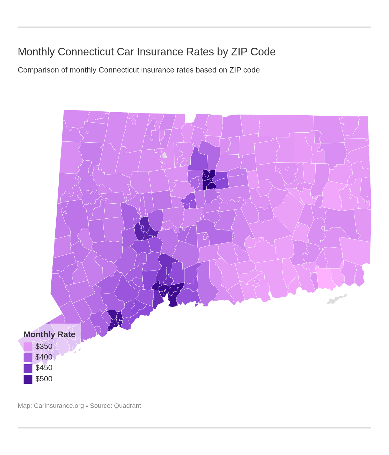 Monthly Connecticut Car Insurance Rates by ZIP Code