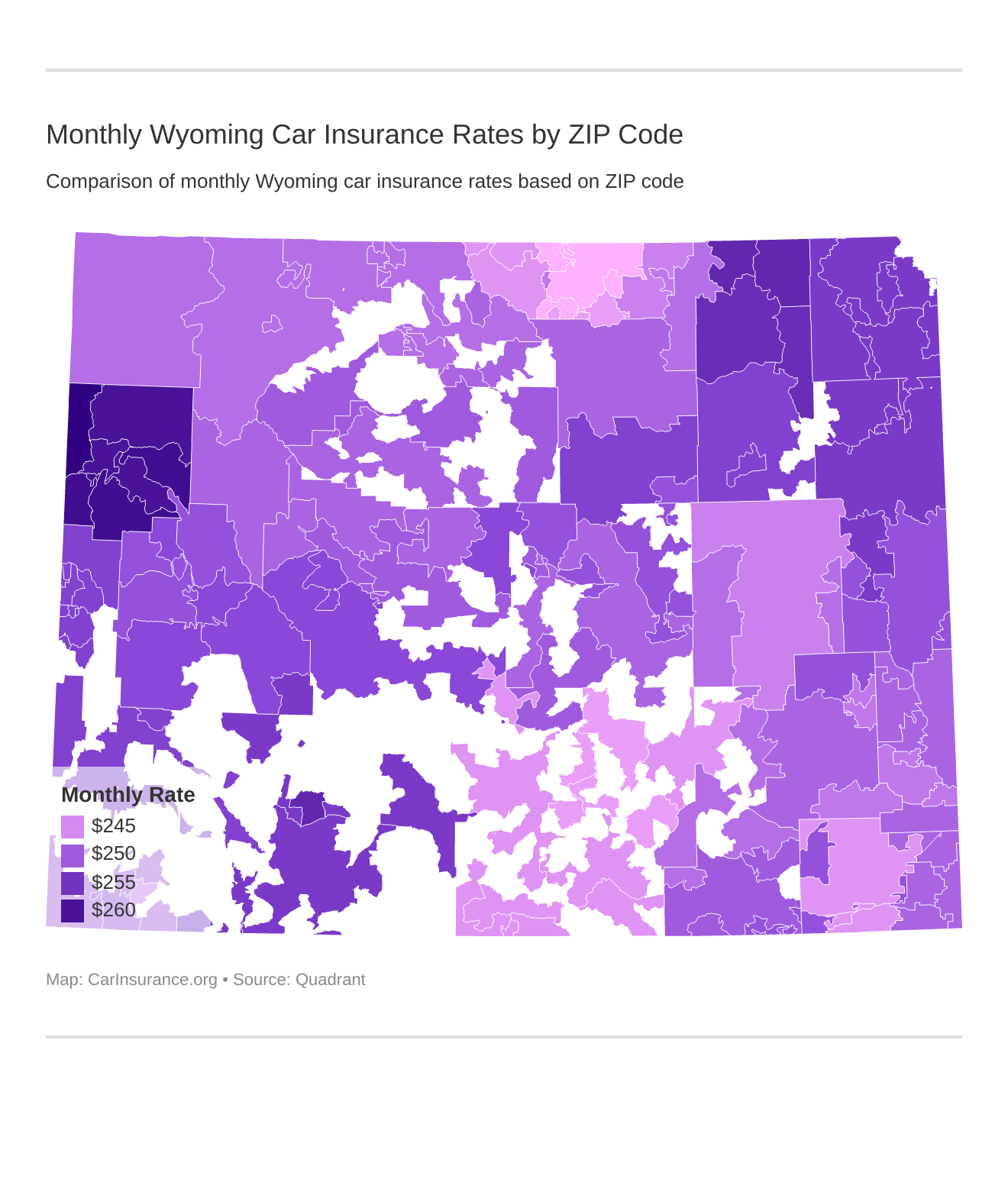 Monthly Wyoming Car Insurance Rates by ZIP Code